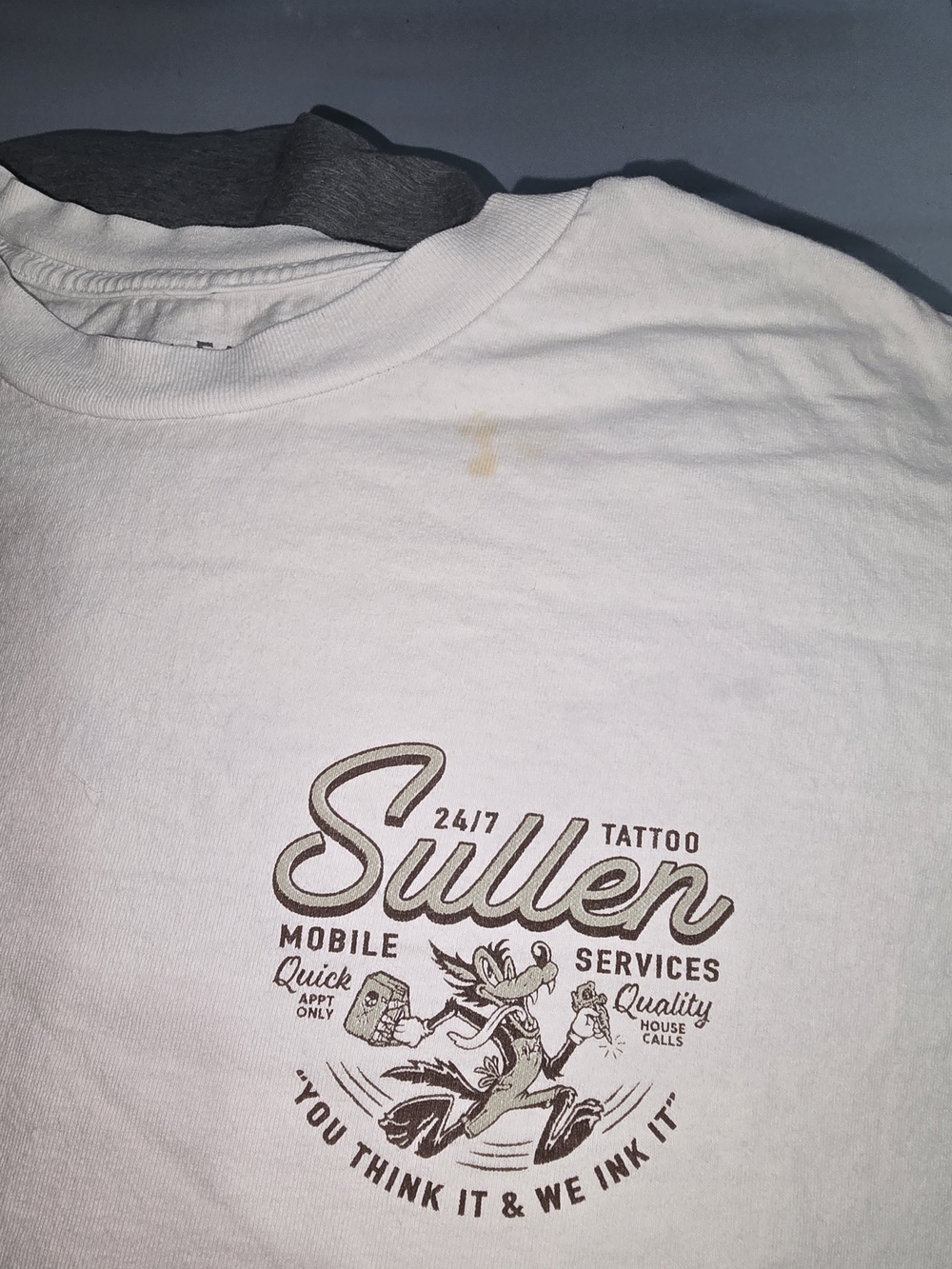 Sullen Tattoo Services Graphic Tee - White with Brown Print - Picture 5 of 9